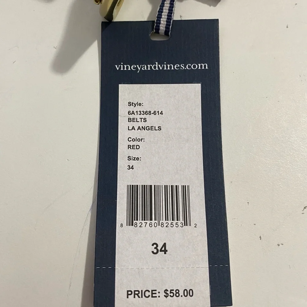 Men’s LA Angels Vineyard Vines Red MLB Canvas Belt